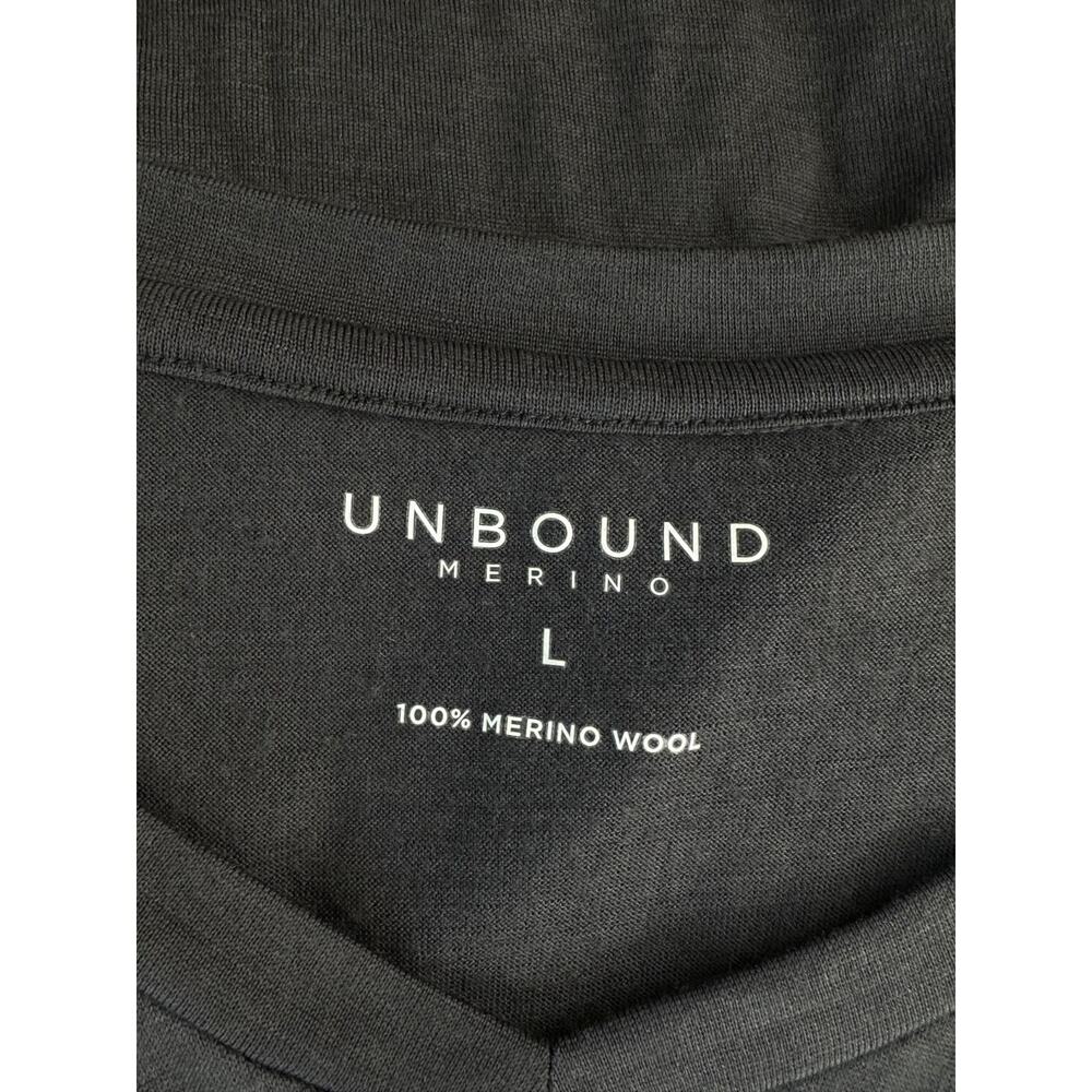 Unbound Merino Wool Men’s Size L Black V Neck Short Sleeve T Shirt - Picture 3 of 4
